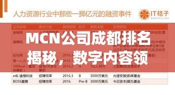 MCN公司成都排名揭秘，数字内容领域的蓬勃发展之旅